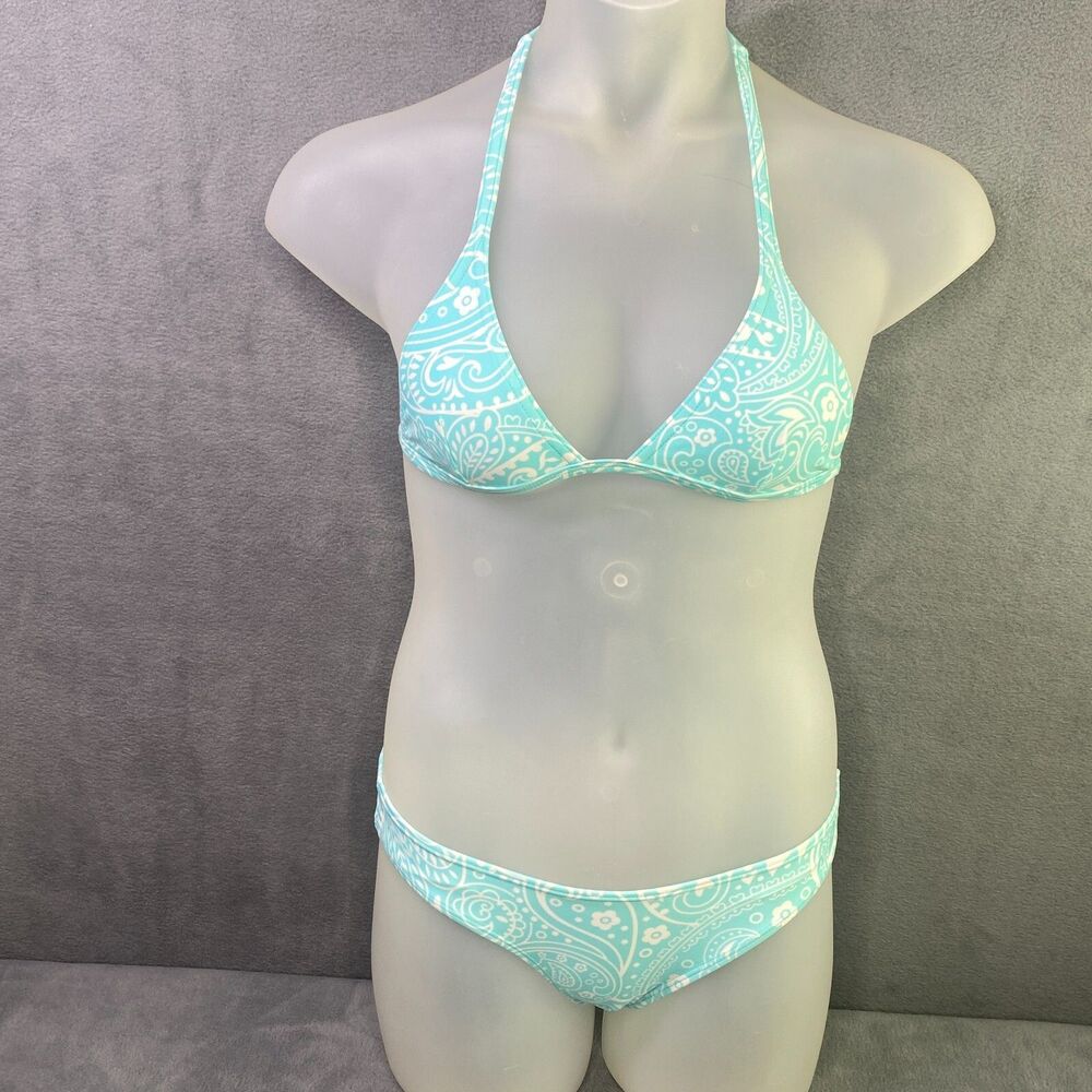 Agua Doce Bikini Brazilian Women S Aqua Blue White Flower Cheeky Bottom 2-pc